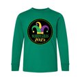 thumbnail image 1 of Inktastic Mardi Gras 2025 Jester Hat Long Sleeve Youth T-Shirt, 1 of 5
