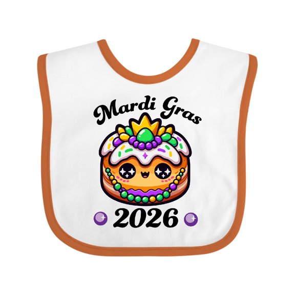 Inktastic Mardi Gras 2026 Cute King Cake Girls Baby Bib