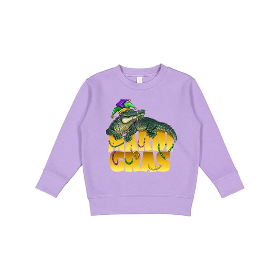 Inktastic Mardi Gras Alligator with Beads and Jester Hat Toddler Sweatshirt