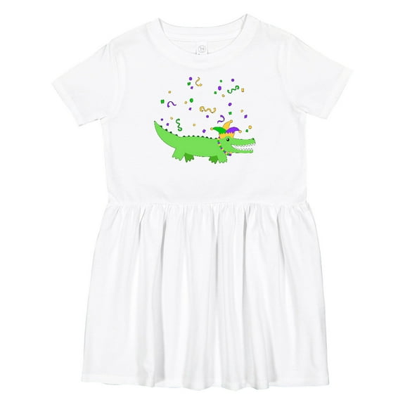 Inktastic Mardi Gras Alligator with Jester Hat Girls Toddler Dress