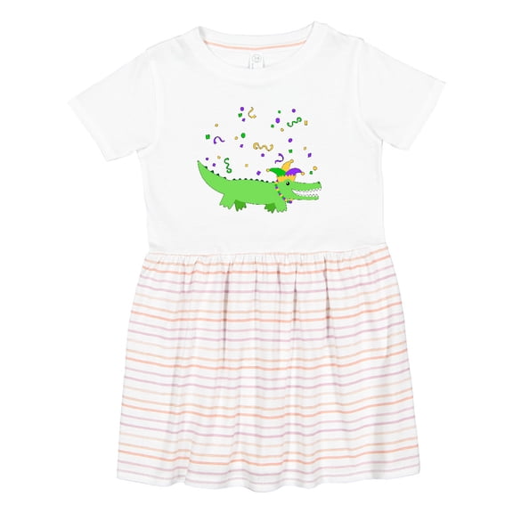 Inktastic Mardi Gras Alligator with Jester Hat Girls Toddler Dress