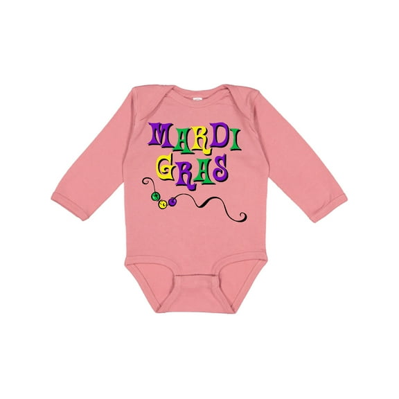 Inktastic Mardi Gras Beads Boys or Girls Long Sleeve Baby Bodysuit