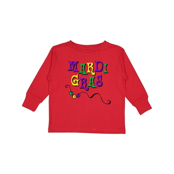 Inktastic Mardi Gras Beads Boys or Girls Long Sleeve Toddler T-Shirt