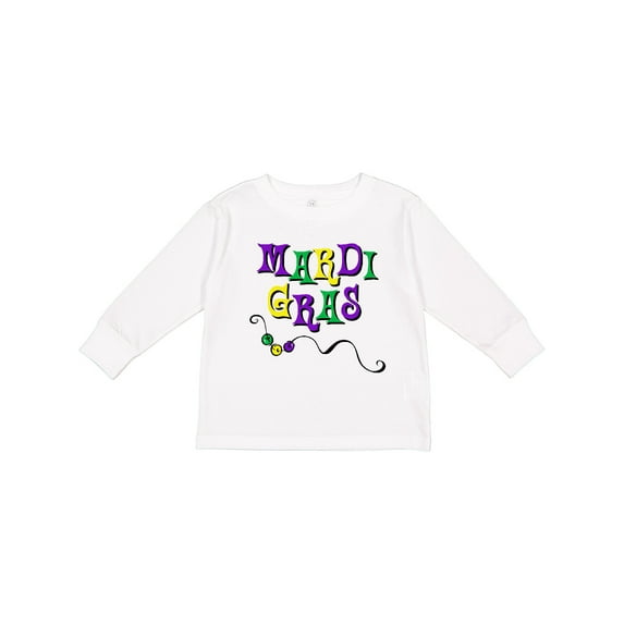 Inktastic Mardi Gras Beads Boys or Girls Long Sleeve Toddler T-Shirt