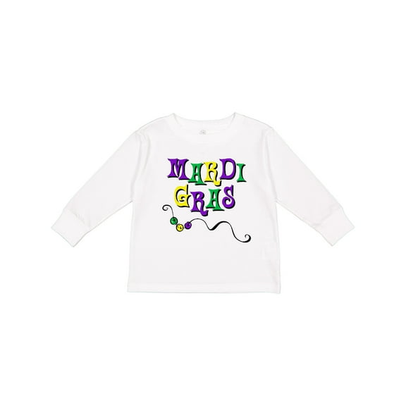 Inktastic Mardi Gras Beads Boys or Girls Long Sleeve Toddler T-Shirt