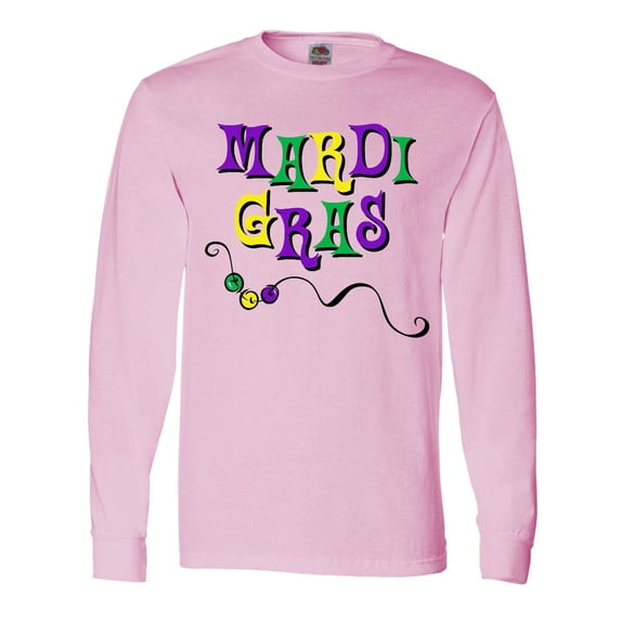Inktastic Mardi Gras Beads Long Sleeve T-Shirt