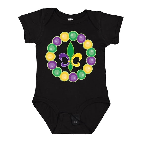 Inktastic Mardi Gras Beads and Fleur De Lis Boys or Girls Baby Bodysuit