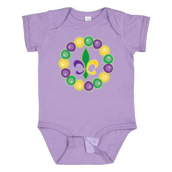 Inktastic Mardi Gras Beads and Fleur De Lis Boys or Girls Baby Bodysuit