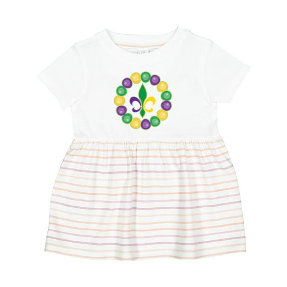 Inktastic Mardi Gras Beads and Fleur De Lis Girls Baby Dress