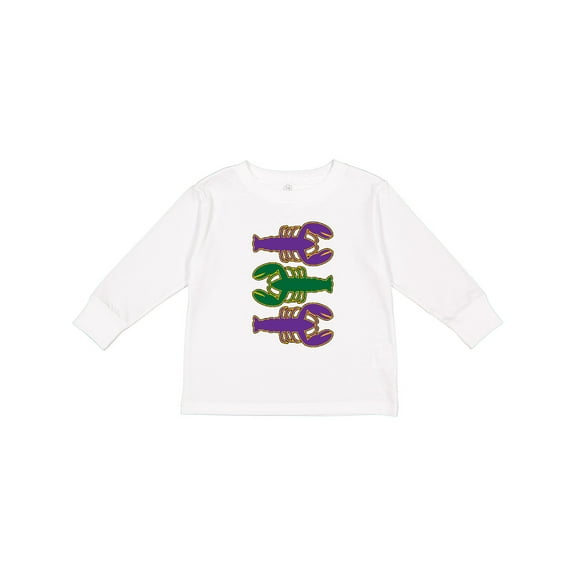 Inktastic Mardi Gras Celebration Funny Crawfish Boys or Girls Long Sleeve Toddler T-Shirt