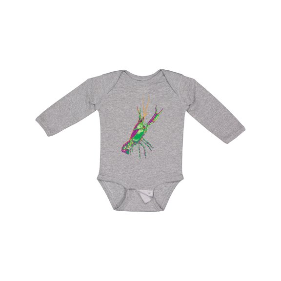 Inktastic Mardi Gras Crayfish Artsy Boys or Girls Long Sleeve Baby Bodysuit