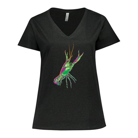 Inktastic Mardi Gras Crayfish Artsy Women's Plus Size V-Neck T-Shirt