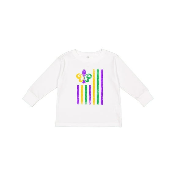 Inktastic Mardi Gras Flag 2 Boys or Girls Long Sleeve Toddler T-Shirt
