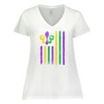 thumbnail image 1 of Inktastic Mardi Gras Flag 2 Women's Plus Size V-Neck T-Shirt, 1 of 5