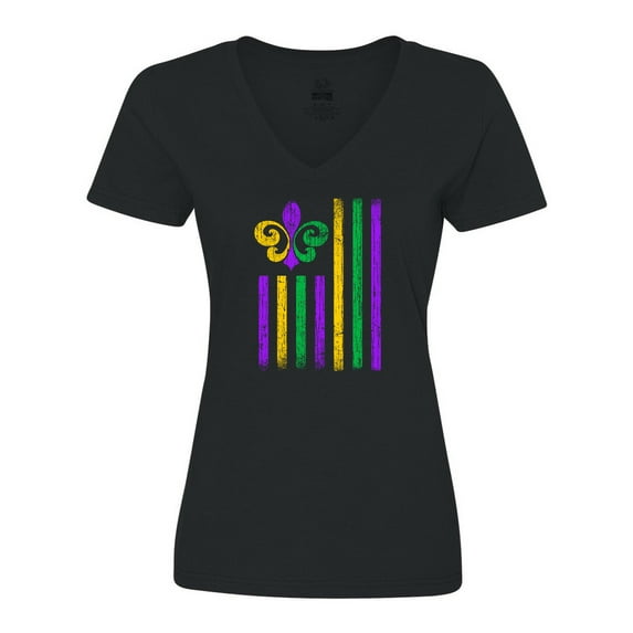 Inktastic Mardi Gras Flag 2 Women's V-Neck T-Shirt