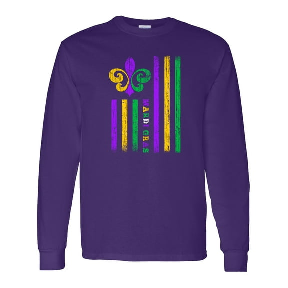 Inktastic Mardi Gras Flag Long Sleeve T-Shirt
