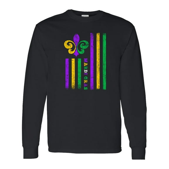 Inktastic Mardi Gras Flag Long Sleeve T-Shirt