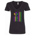 thumbnail image 1 of Inktastic Mardi Gras Flag Women's V-Neck T-Shirt, 1 of 5
