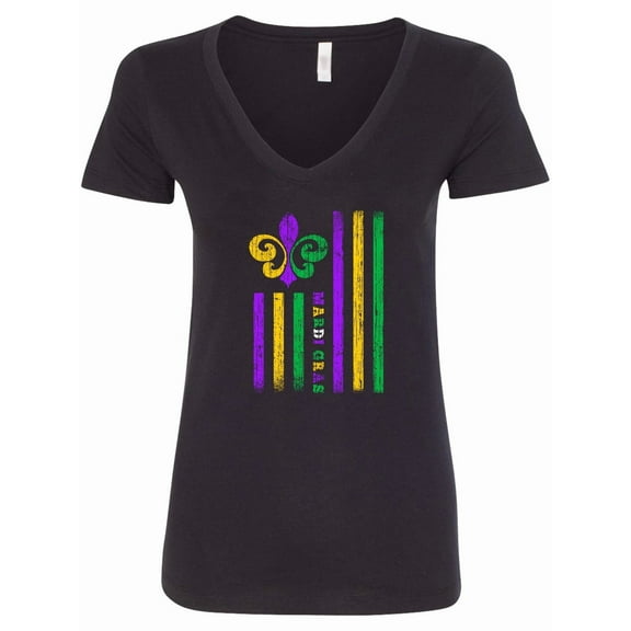 Inktastic Mardi Gras Flag Women's V-Neck T-Shirt