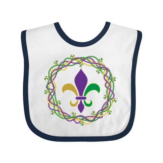 Inktastic Mardi Gras Fleur De Lis Beads Boys or Girls Baby Bib