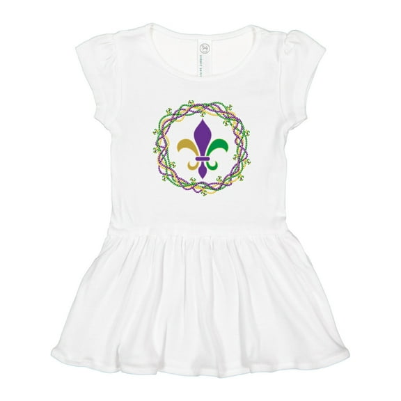 Inktastic Mardi Gras Fleur De Lis Beads Girls Toddler Dress