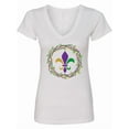 thumbnail image 1 of Inktastic Mardi Gras Fleur De Lis Beads Women's V-Neck T-Shirt, 1 of 5