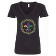 thumbnail image 1 of Inktastic Mardi Gras Fleur De Lis Beads Women's V-Neck T-Shirt, 1 of 5