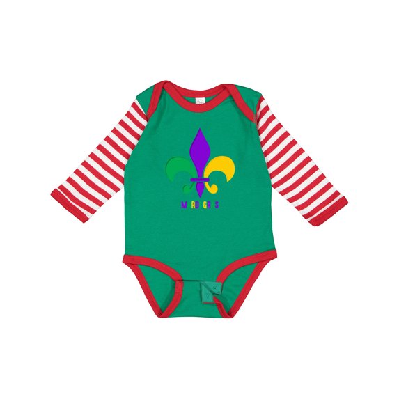 Inktastic Mardi Gras Fleur De Lis Girls Long Sleeve Baby Bodysuit