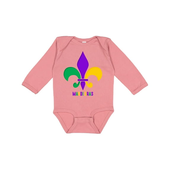 Inktastic Mardi Gras Fleur De Lis Girls Long Sleeve Baby Bodysuit