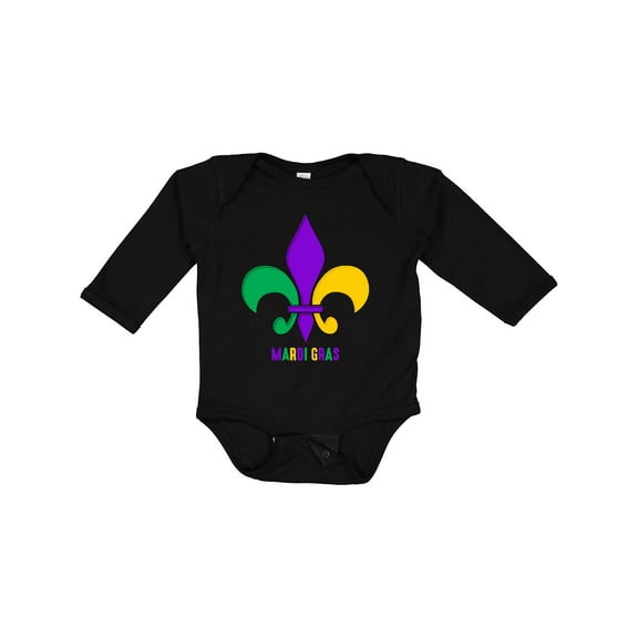 Inktastic Mardi Gras Fleur De Lis Girls Long Sleeve Baby Bodysuit