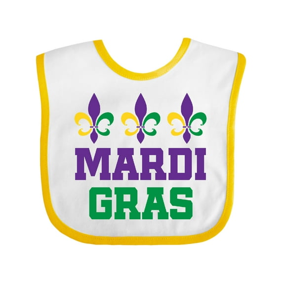 Inktastic Mardi Gras Fleur De Lis Trio Boys or Girls Baby Bib