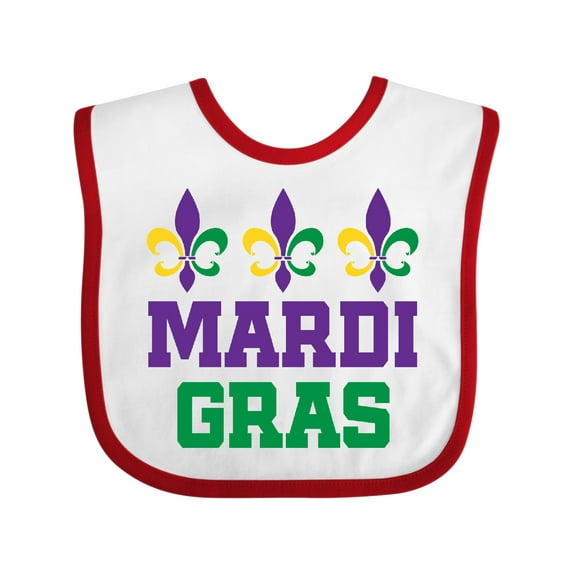 Inktastic Mardi Gras Fleur De Lis Trio Boys or Girls Baby Bib