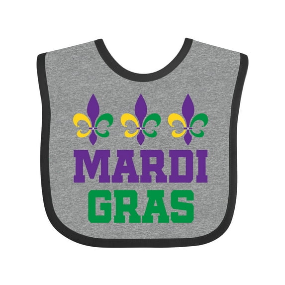 Inktastic Mardi Gras Fleur De Lis Trio Boys or Girls Baby Bib
