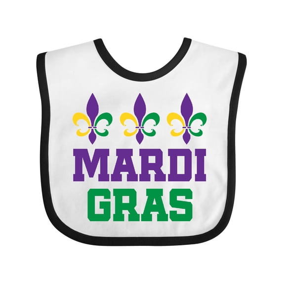 Inktastic Mardi Gras Fleur De Lis Trio Boys or Girls Baby Bib