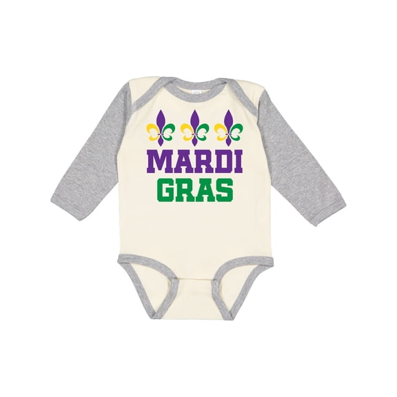 Inktastic Mardi Gras Fleur De Lis Trio Boys or Girls Long Sleeve Baby Bodysuit