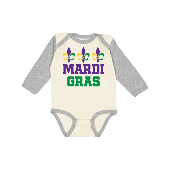 Inktastic Mardi Gras Fleur De Lis Trio Boys or Girls Long Sleeve Baby Bodysuit