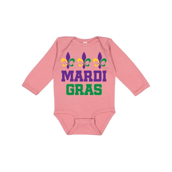 Inktastic Mardi Gras Fleur De Lis Trio Boys or Girls Long Sleeve Baby Bodysuit