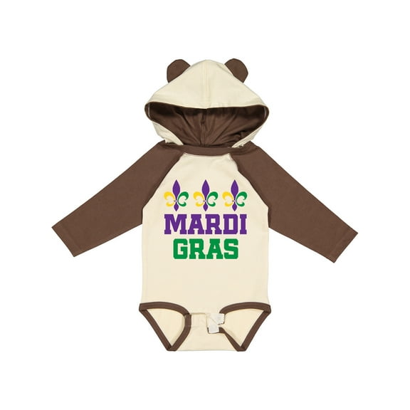 Inktastic Mardi Gras Fleur De Lis Trio Boys or Girls Long Sleeve Baby Bodysuit