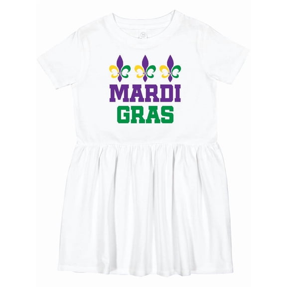 Inktastic Mardi Gras Fleur De Lis Trio Girls Toddler Dress