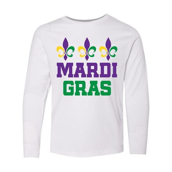 Inktastic Mardi Gras Fleur De Lis Trio Long Sleeve Youth T-Shirt