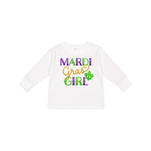 Inktastic Mardi Gras Girl Girls Long Sleeve Toddler T-Shirt