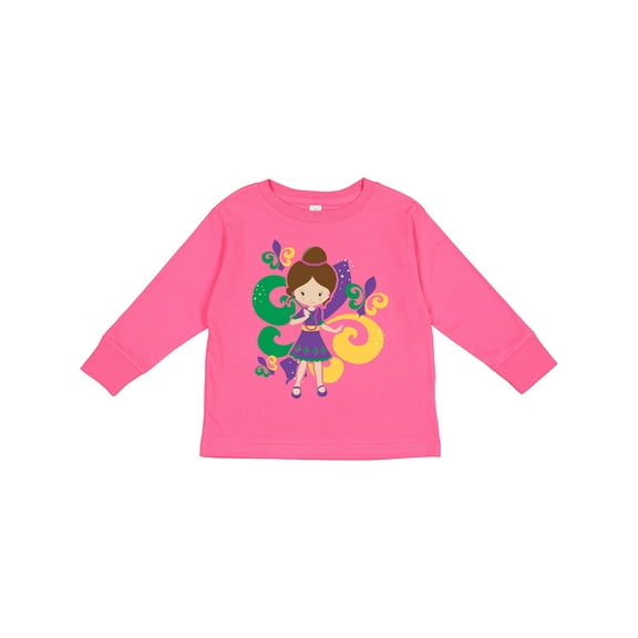 Inktastic Mardi Gras Girl Girls Long Sleeve Toddler T-Shirt