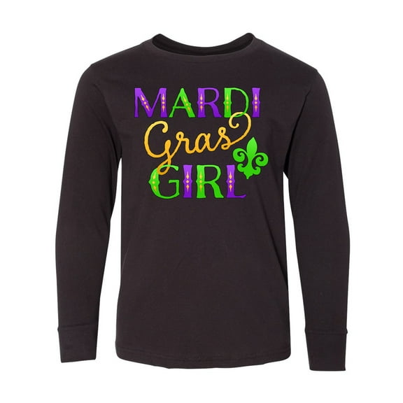 Inktastic Mardi Gras Girl Long Sleeve Youth T-Shirt