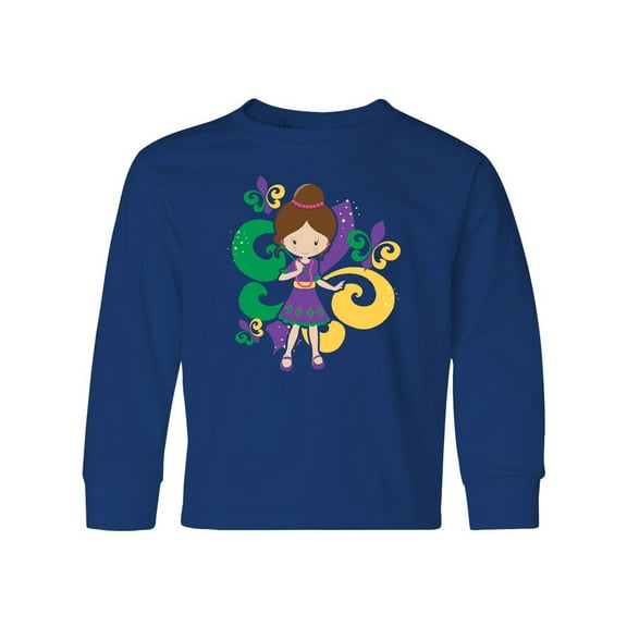 Inktastic Mardi Gras Girl Long Sleeve Youth T-Shirt