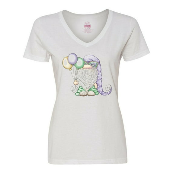 Inktastic Mardi Gras Gnome Women's V-Neck T-Shirt