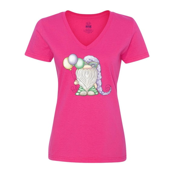 Inktastic Mardi Gras Gnome Women's V-Neck T-Shirt