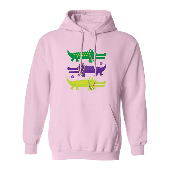 Inktastic Mardi Gras Holiday Alligators Adult Hoodie Sweatshirt