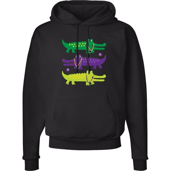 Inktastic Mardi Gras Holiday Alligators Adult Hoodie Sweatshirt