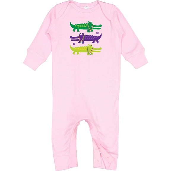 Inktastic Mardi Gras Holiday Alligators Baby Romper Coveralls