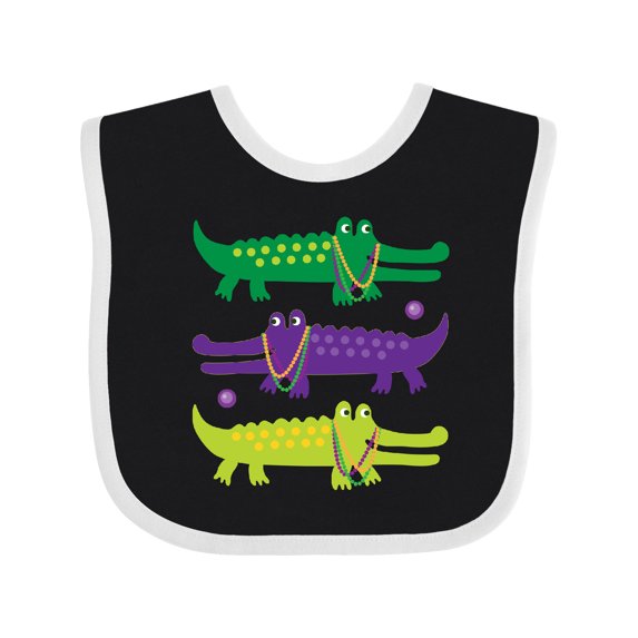 Inktastic Mardi Gras Holiday Alligators Boys or Girls Baby Bib